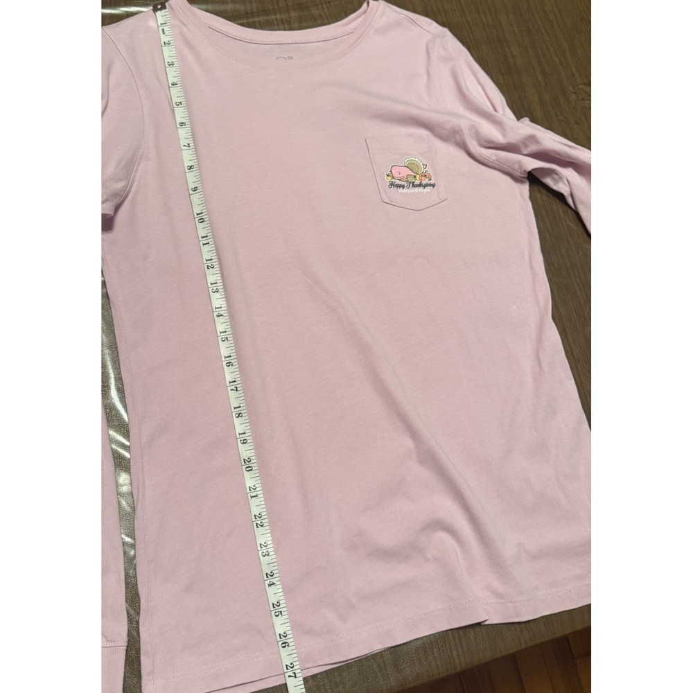 Women's Vineyard Vines Thanksgiving pink whale long sleeve pocket tee - Picture 12 of 14